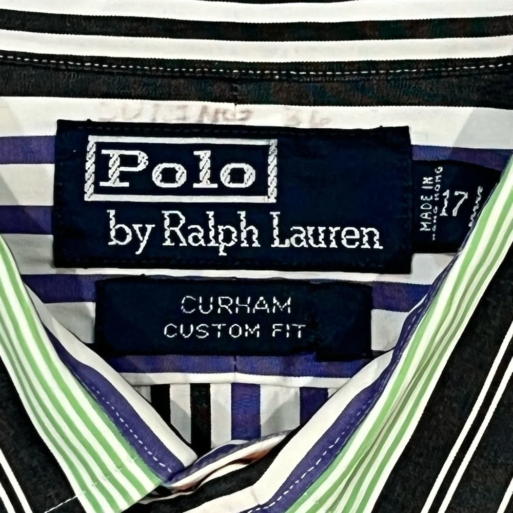 Mens Polo Ralph Lauren 17 XL Color Block Logo Curham Custom Fit Multicolor Shirt